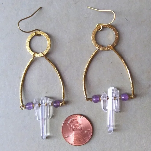 Sold! Small 'Crystal Chandelier' Earrings in Amethyst - Picture 2 of 7
